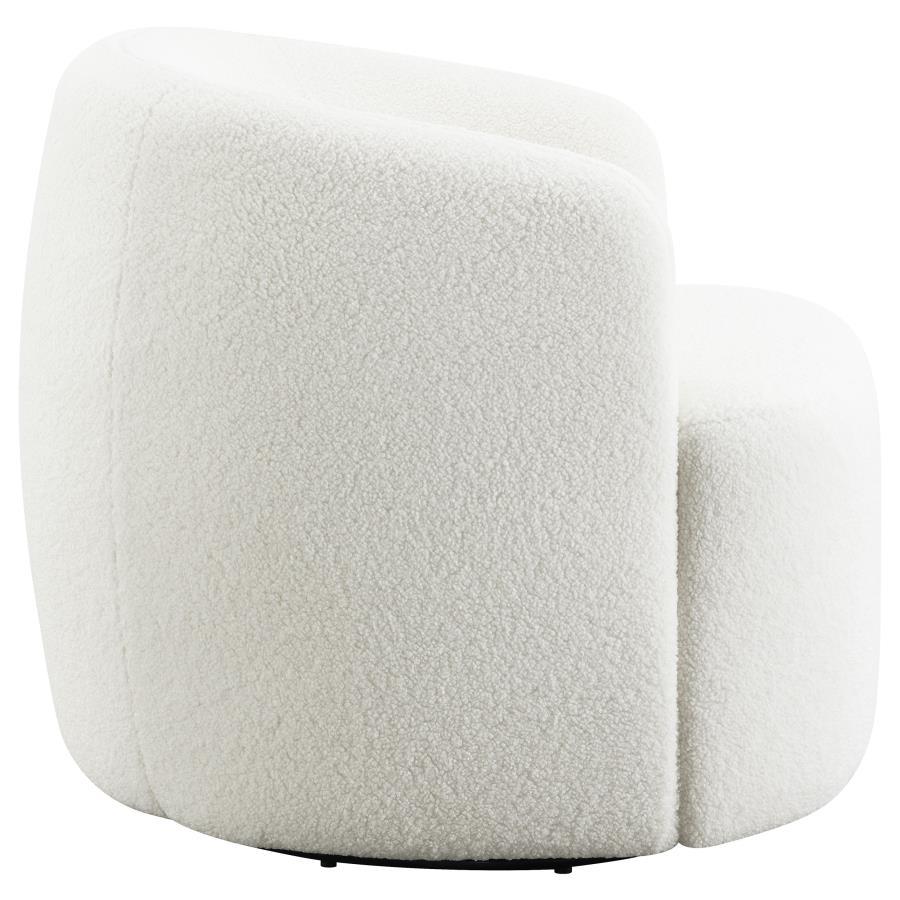 Hudson - Faux Sheepskin Upholstered Swivel Chair - Natural Swivel Chair modern furniture Contempo Furniture