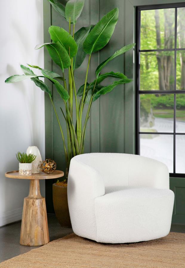 Hudson - Faux Sheepskin Upholstered Swivel Chair - Natural Swivel Chair modern furniture Contempo Furniture