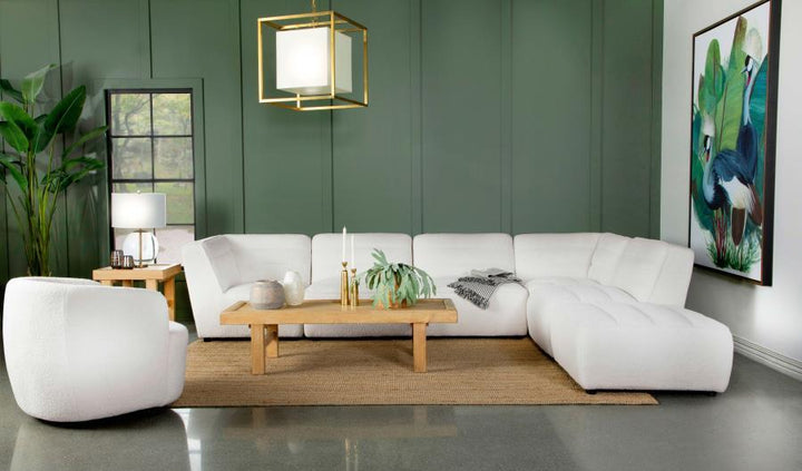 Hudson - Faux Sheepskin Upholstered Swivel Chair - Natural Swivel Chair modern furniture Contempo Furniture