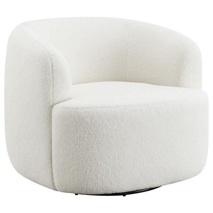 Hudson - Faux Sheepskin Upholstered Swivel Chair - Natural Swivel Chair modern furniture Contempo Furniture