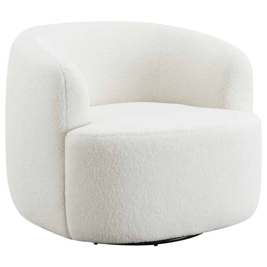 Hudson - Faux Sheepskin Upholstered Swivel Chair - Natural Swivel Chair modern furniture Contempo Furniture