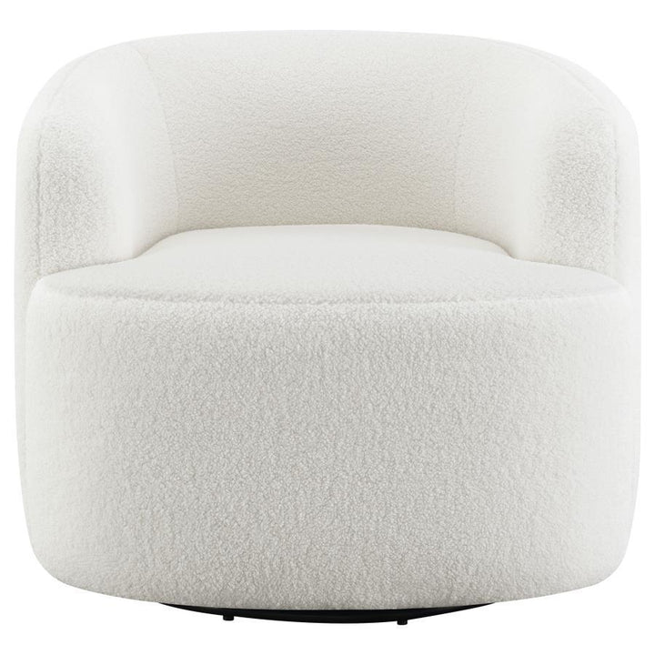 Hudson - Faux Sheepskin Upholstered Swivel Chair - Natural Swivel Chair modern furniture Contempo Furniture