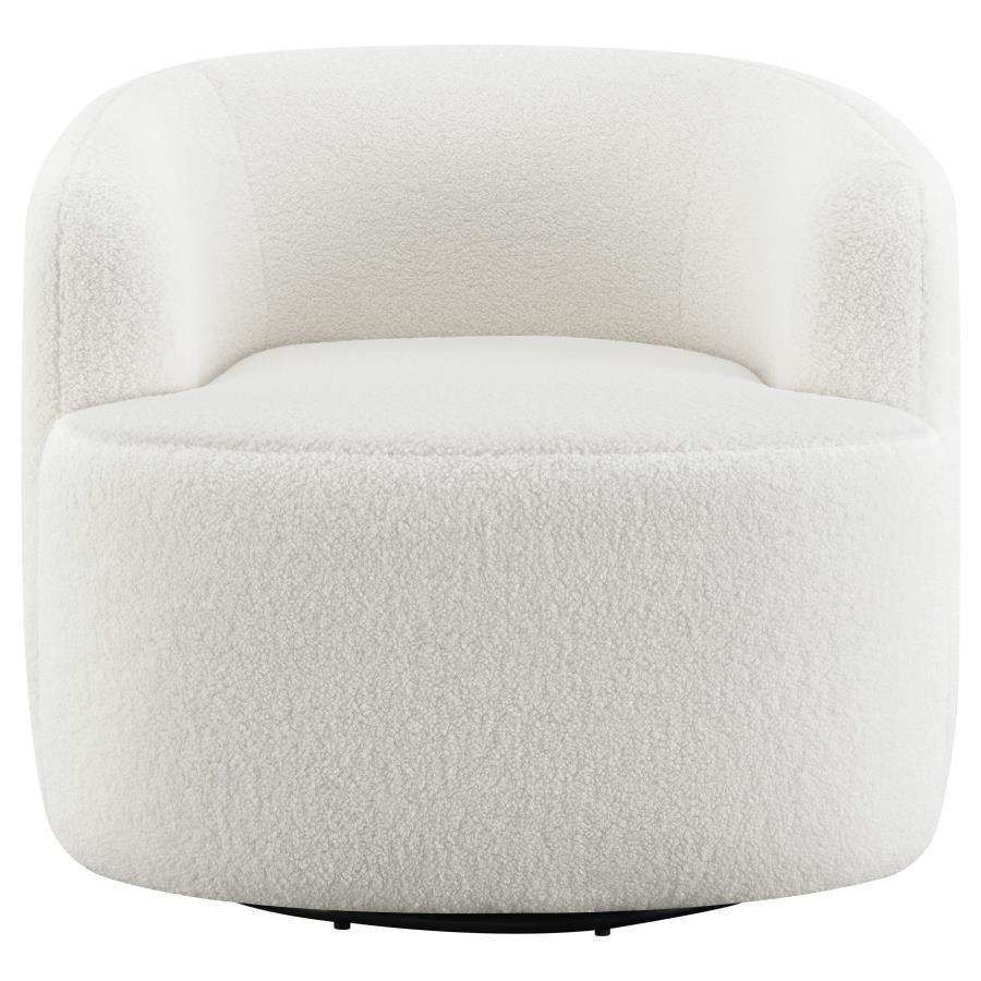 Hudson - Faux Sheepskin Upholstered Swivel Chair - Natural Swivel Chair modern furniture Contempo Furniture