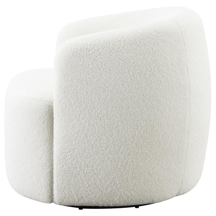 Hudson - Faux Sheepskin Upholstered Swivel Chair - Natural Swivel Chair modern furniture Contempo Furniture