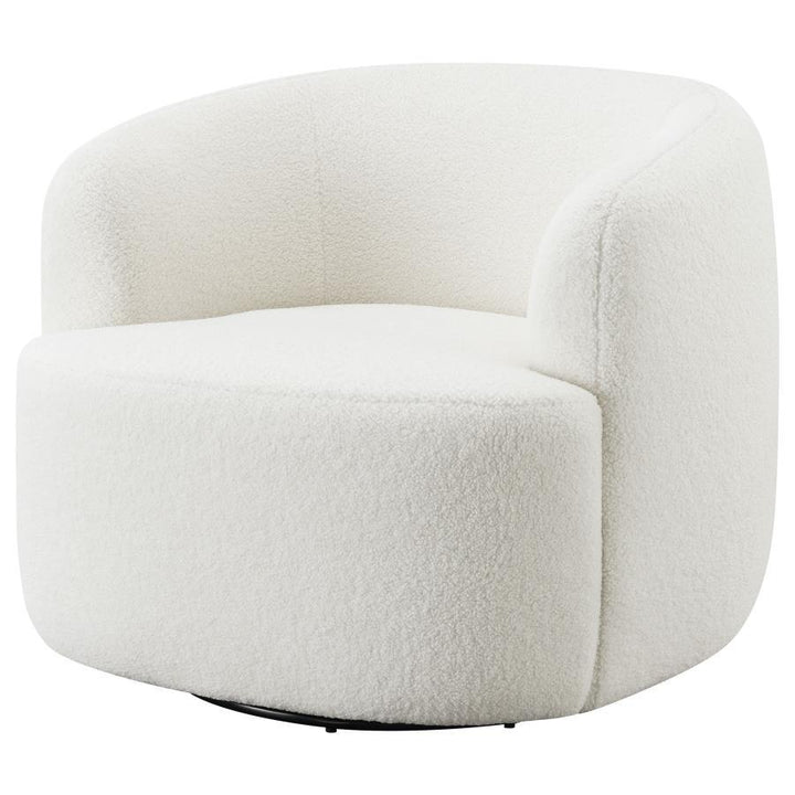 Hudson - Faux Sheepskin Upholstered Swivel Chair - Natural Swivel Chair modern furniture Contempo Furniture