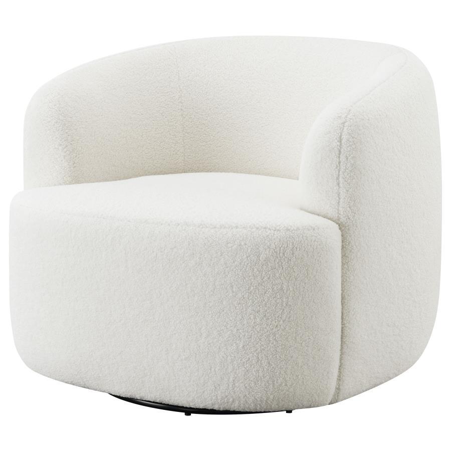 Hudson - Faux Sheepskin Upholstered Swivel Chair - Natural Swivel Chair modern furniture Contempo Furniture