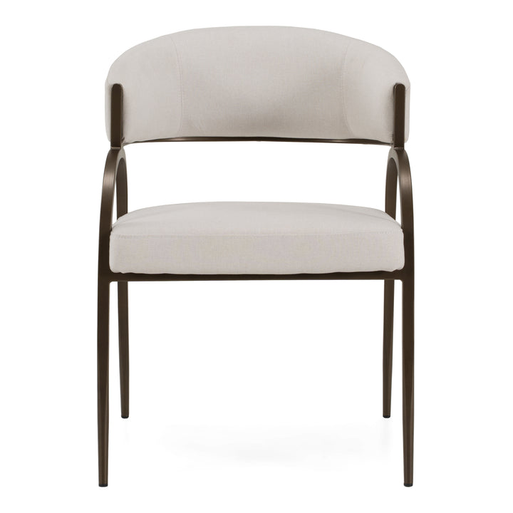 Hudson - Modern Off-White Fabric + Bronze Dining Chair