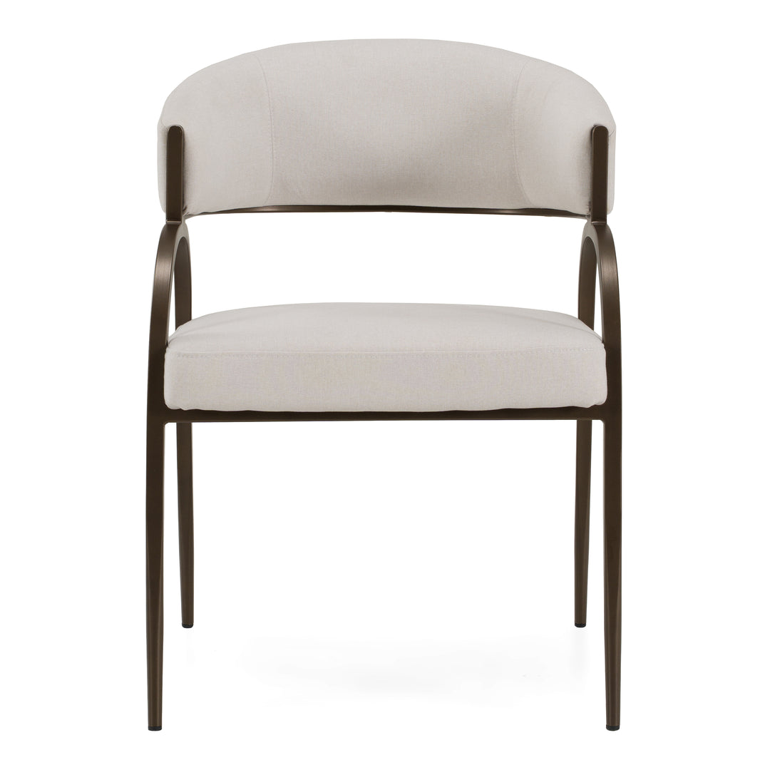 Hudson - Modern Off-White Fabric + Bronze Dining Chair