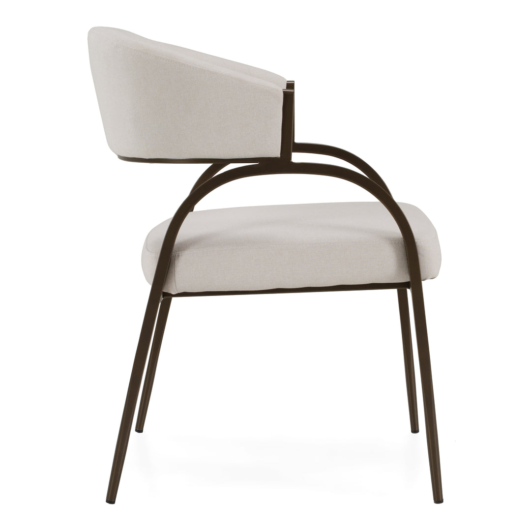 Hudson - Modern Off-White Fabric + Bronze Dining Chair