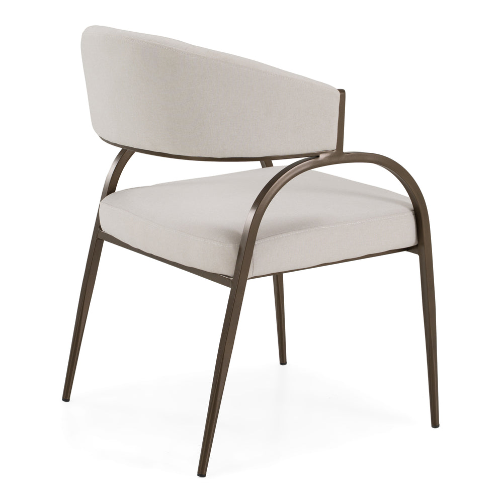 Hudson - Modern Off-White Fabric + Bronze Dining Chair - View 6