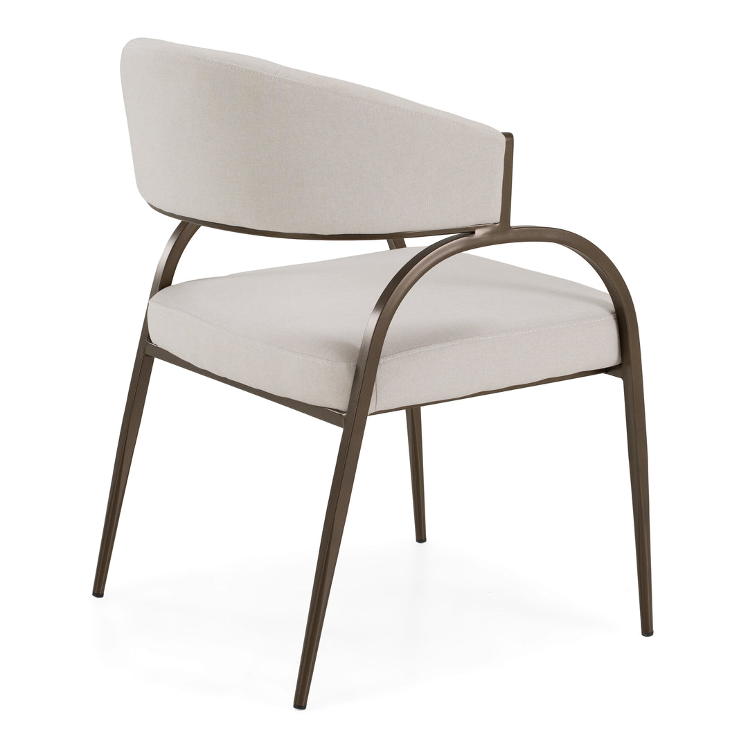 Hudson - Modern Off-White Fabric + Bronze Dining Chair