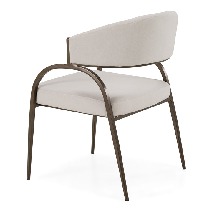 Hudson - Modern Off-White Fabric + Bronze Dining Chair