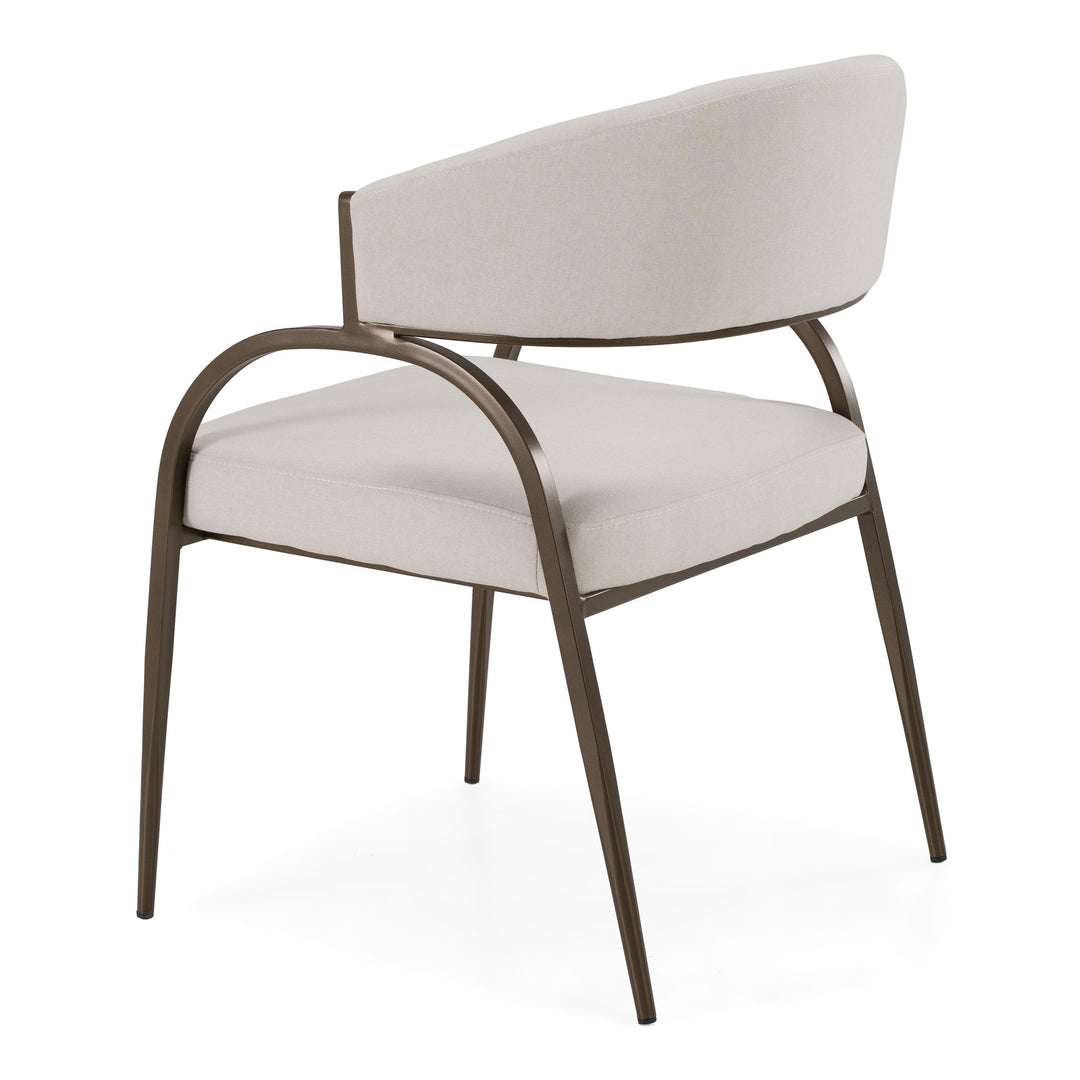 Hudson - Modern Off-White Fabric + Bronze Dining Chair