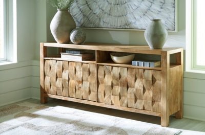 Hudwick Accent Cabinet - Light Brown Accent Cabinet modern furniture Contempo Furniture