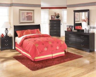 Huey Vineyard Full Sleigh Headboard - Black Sleigh Headboards modern furniture Contempo Furniture