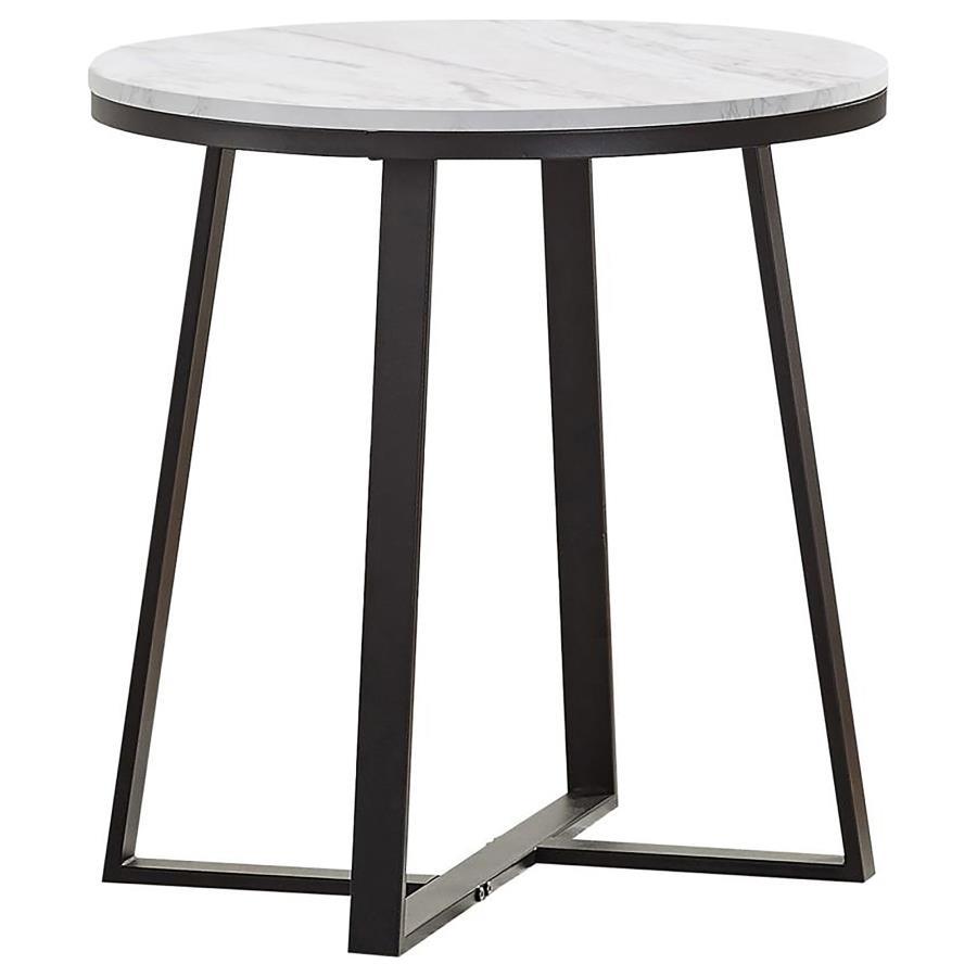 Hugo - 2 Piece Faux Marble Coffee And End Table Set - White Table Set modern furniture Contempo Furniture
