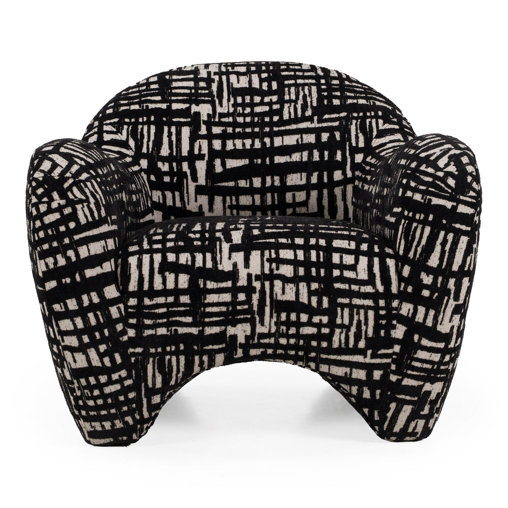 Hurd - Modern Black + Beige Pattern Fabric Accent Chair - View 5
