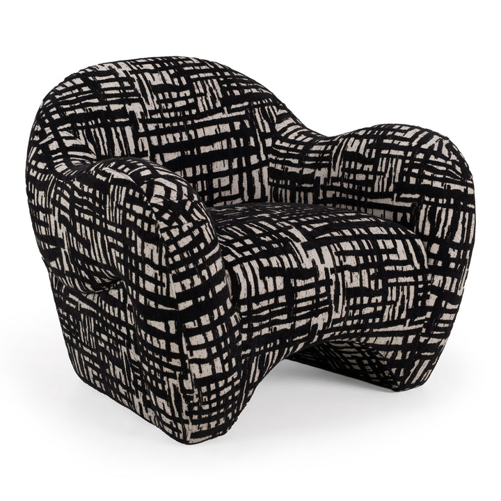 Hurd - Modern Black + Beige Pattern Fabric Accent Chair
