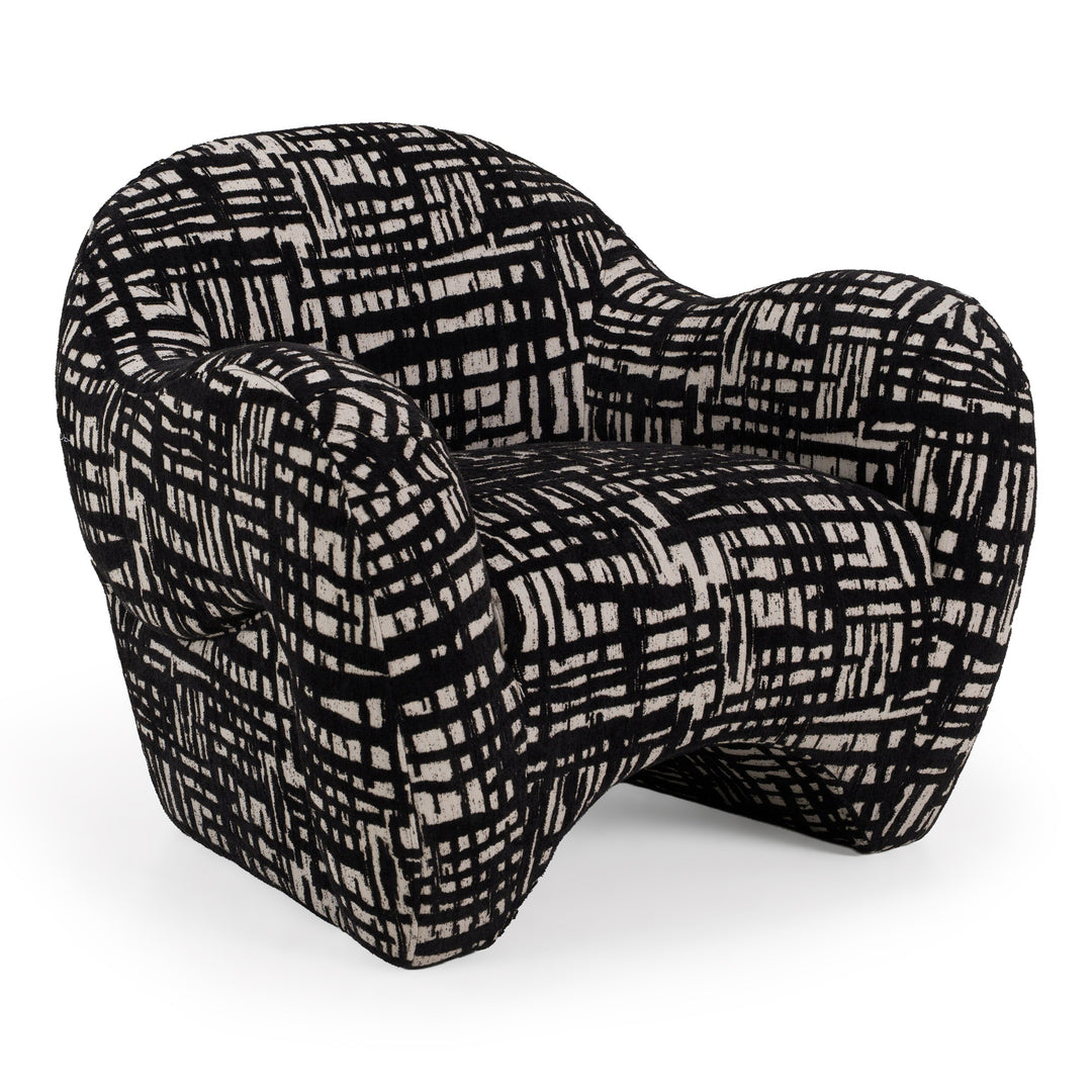 Hurd - Modern Black + Beige Pattern Fabric Accent Chair