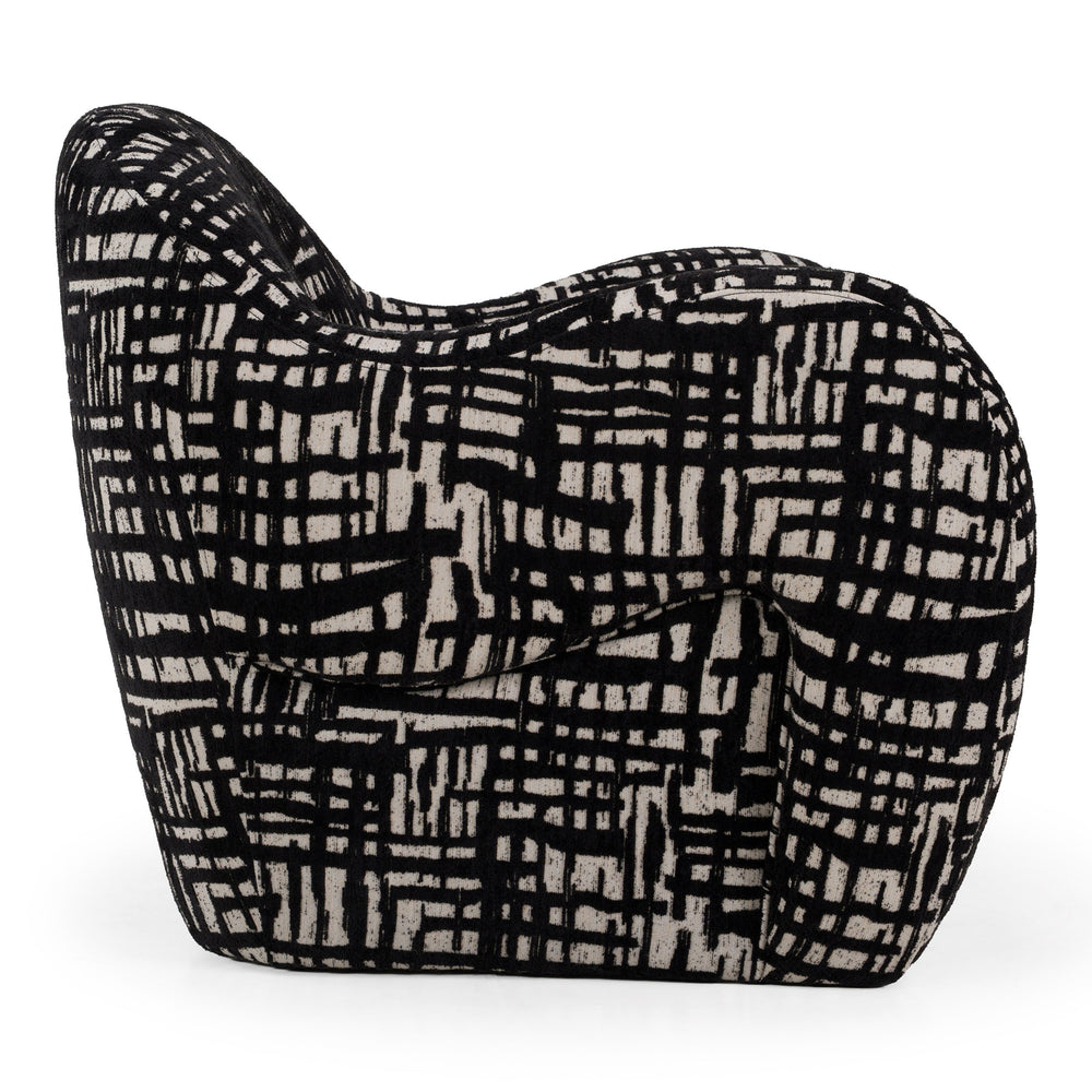 Hurd - Modern Black + Beige Pattern Fabric Accent Chair - View 6