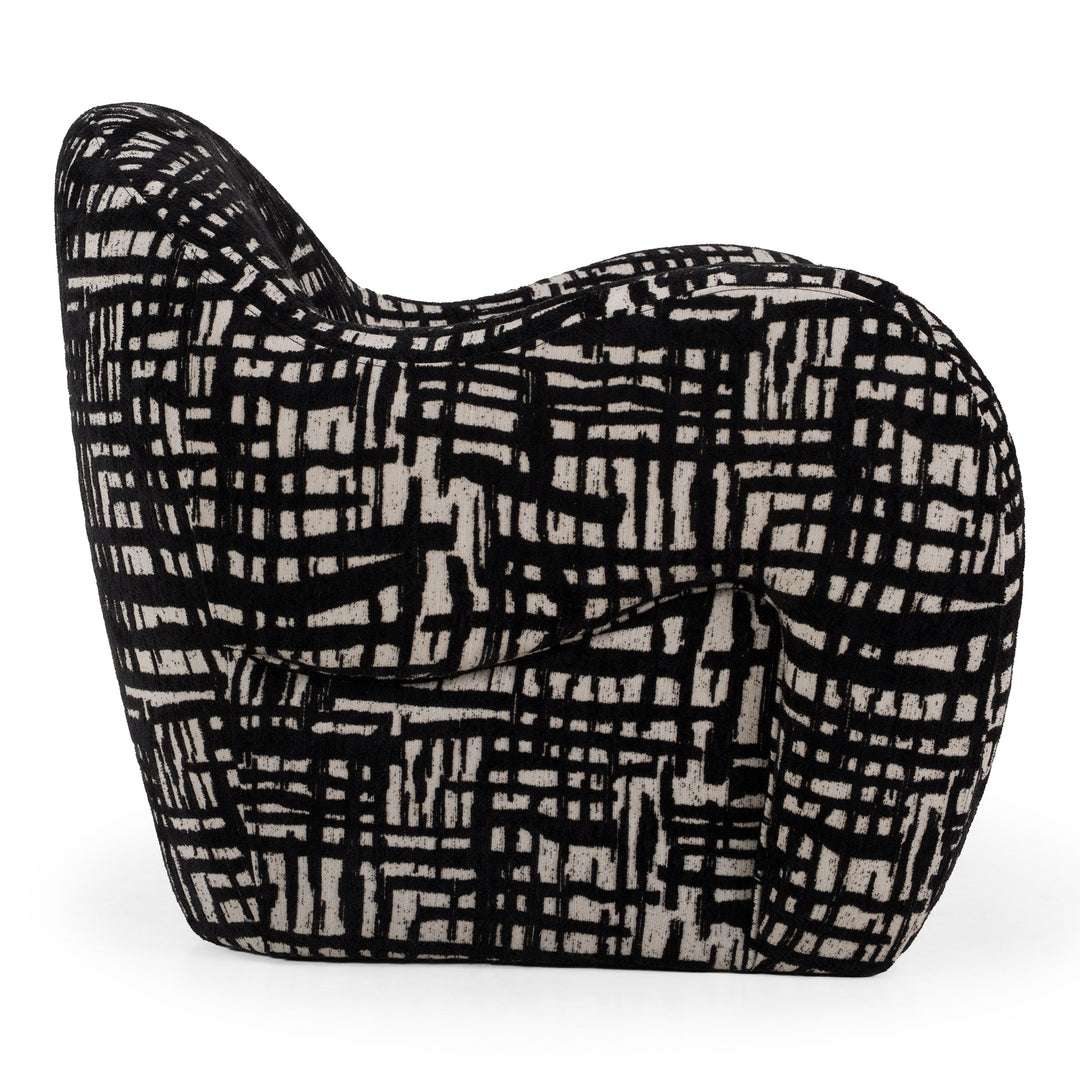 Hurd - Modern Black + Beige Pattern Fabric Accent Chair