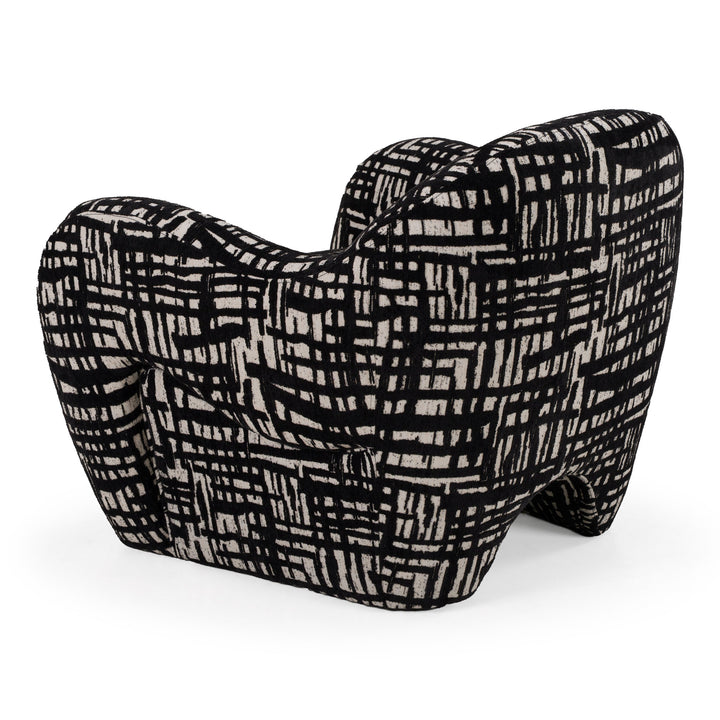 Hurd - Modern Black + Beige Pattern Fabric Accent Chair