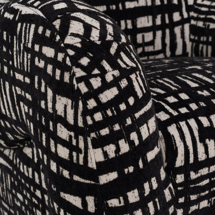 Hurd - Modern Black + Beige Pattern Fabric Accent Chair