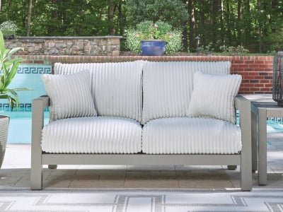 Hurley Park Outdoor Loveseat with Cushion - Gray Loveseat modern furniture Contempo Furniture