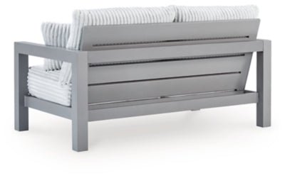 Hurley Park Outdoor Loveseat with Cushion - Gray Loveseat modern furniture Contempo Furniture