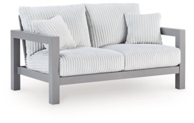 Hurley Park Outdoor Loveseat with Cushion - Gray Loveseat modern furniture Contempo Furniture