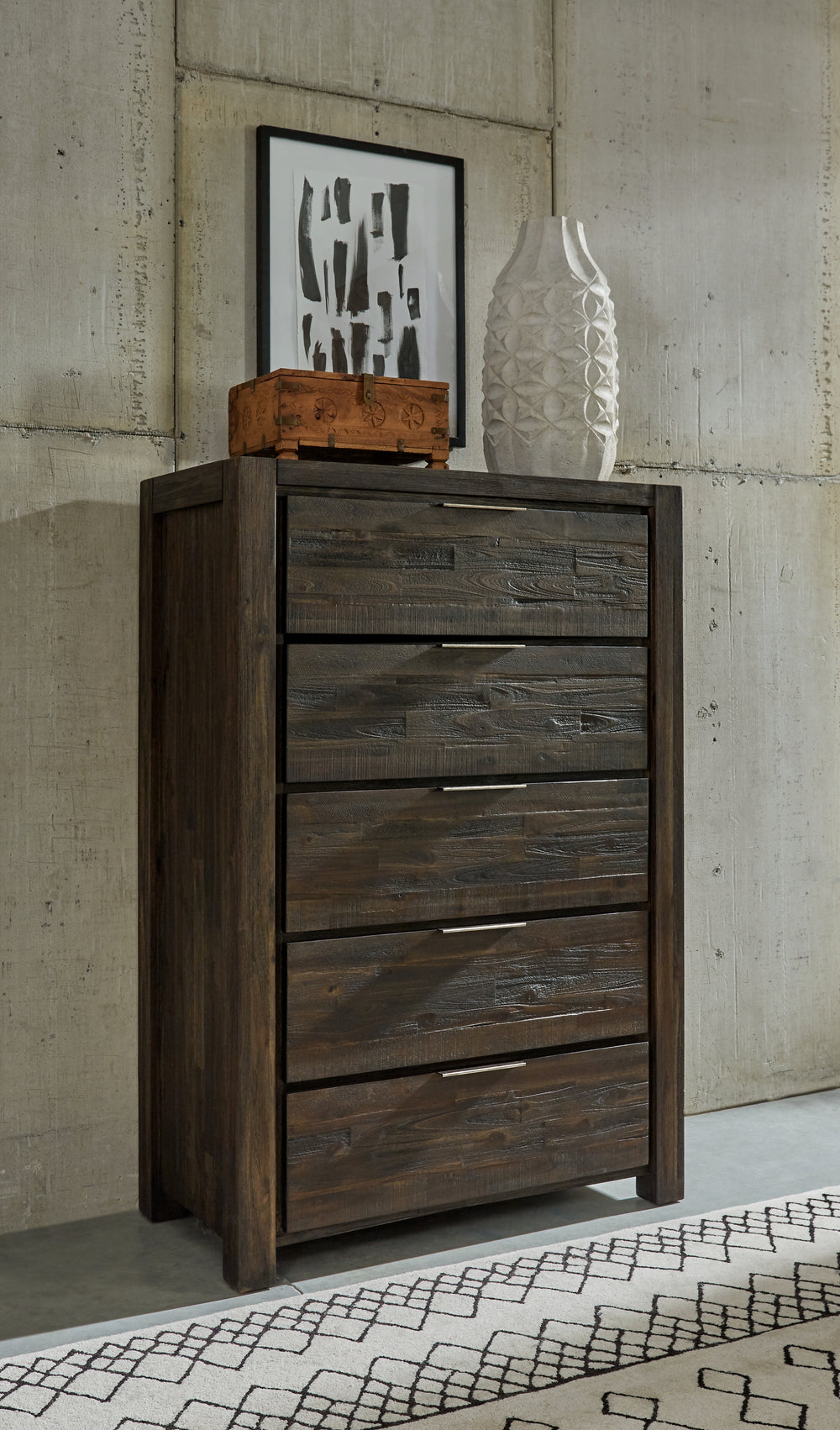 Modus Furniture 8Lf284A Savanna Five Drawer Solid Wood Chest In Coffee Bean 2024