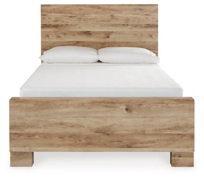 Hyanna Full Panel Bed with 1 Side Storage - Beige Storage Bed modern furniture Contempo Furniture