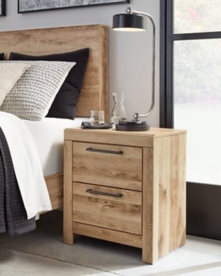 Hyanna Nightstand - Beige Nightstand w/ Charging Station modern furniture Contempo Furniture