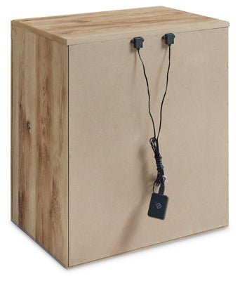 Hyanna Nightstand - Beige Nightstand w/ Charging Station modern furniture Contempo Furniture