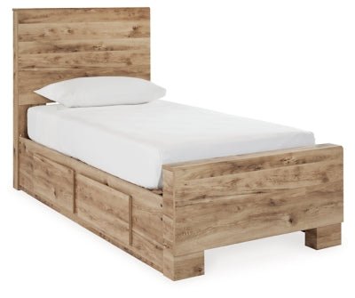 Hyanna Twin Panel Bed with 2 Side Storage - Beige Storage Bed modern furniture Contempo Furniture