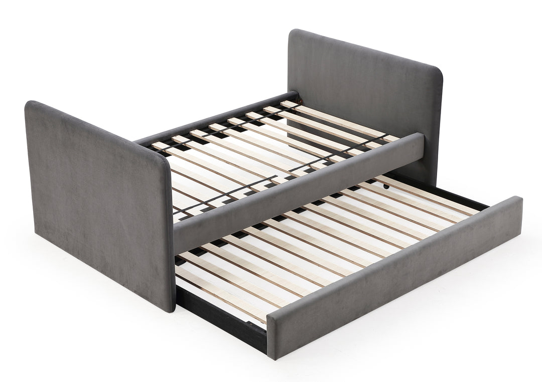 Modus Furniture Prrzj3 Elora Upholstered Daybed With Trundle In Charcoal Velvet