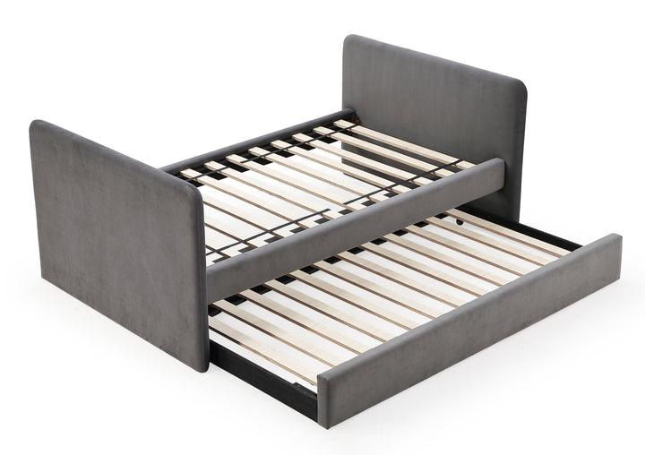 Modus Furniture Prrzj3 Elora Upholstered Daybed With Trundle In Charcoal Velvet