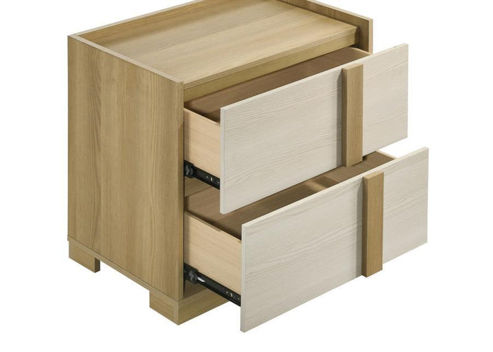 Hyland - 2 - Drawer Nightstand Bedside Table - Natural Accent Nightstand modern furniture Contempo Furniture