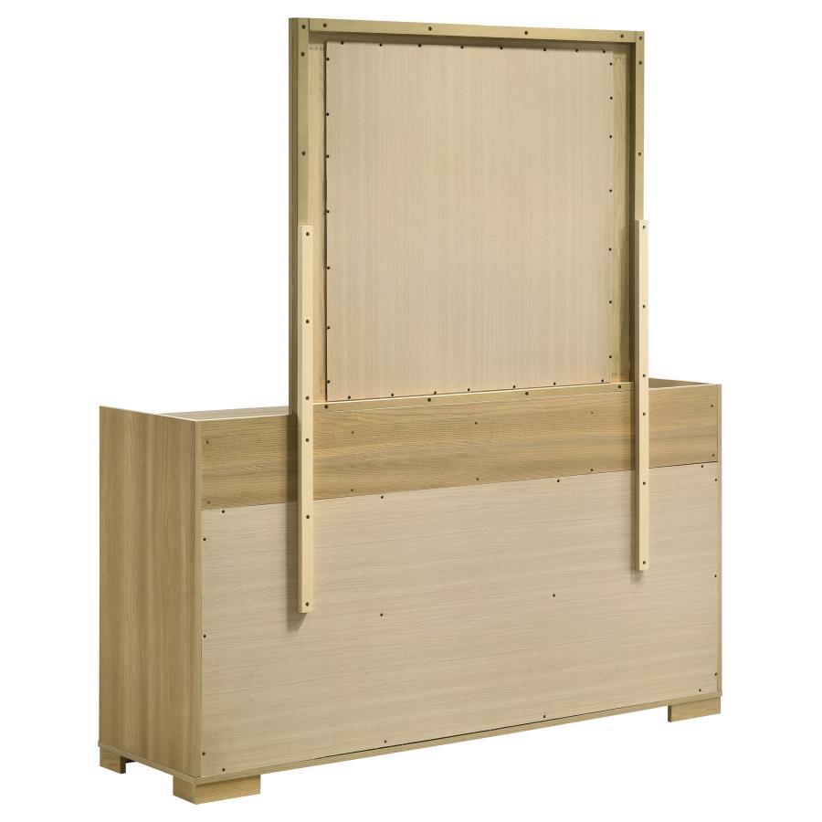 Hyland - 6 - Drawer Dresser With Mirror - Natural Dresser & Mirror modern furniture Contempo Furniture