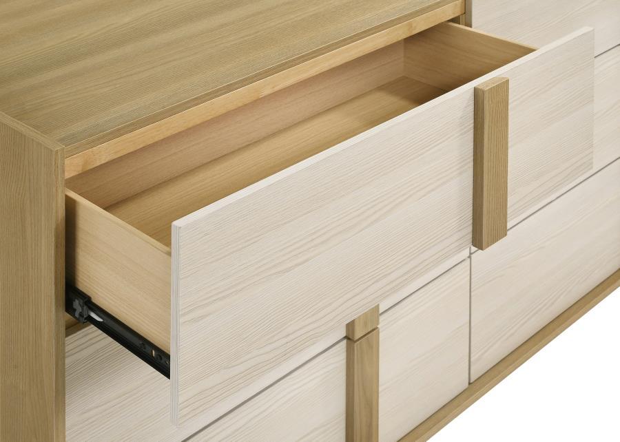Hyland - 6 - Drawer Dresser With Mirror - Natural Dresser & Mirror modern furniture Contempo Furniture
