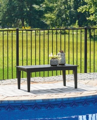 Hyland Wave Outdoor Coffee Table - Black | Ashley Furniture