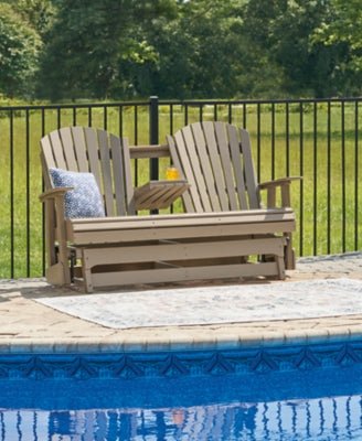 Hyland Wave Outdoor Glider Loveseat - Dark Brown Loveseat modern furniture Contempo Furniture