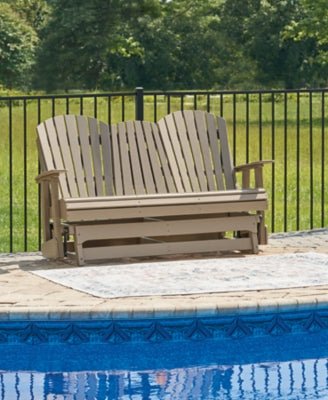 Hyland Wave Outdoor Glider Loveseat - Dark Brown Loveseat modern furniture Contempo Furniture