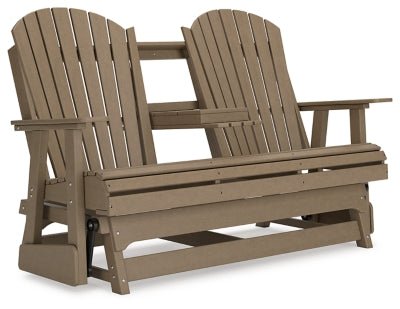 Hyland Wave Outdoor Glider Loveseat - Dark Brown Loveseat modern furniture Contempo Furniture