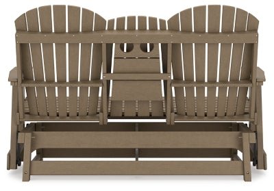 Hyland Wave Outdoor Glider Loveseat - Dark Brown Loveseat modern furniture Contempo Furniture
