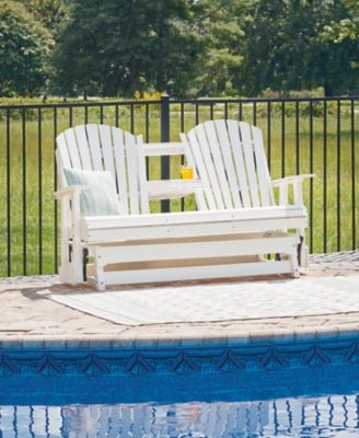 Hyland Wave Outdoor Glider Loveseat - White Loveseat modern furniture Contempo Furniture