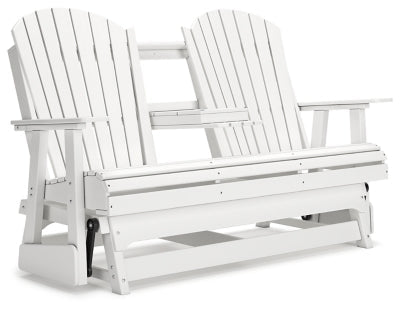 Hyland Wave Outdoor Glider Loveseat - White Loveseat modern furniture Contempo Furniture
