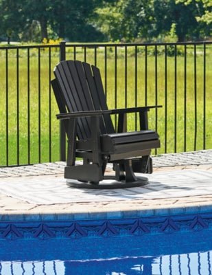 Hyland Wave Outdoor Swivel Glider Chair - Black Swivel Chair modern furniture Contempo Furniture
