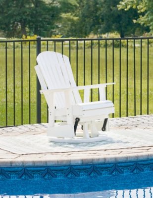 Hyland Wave Outdoor Swivel Glider Chair - White Swivel Chair modern furniture Contempo Furniture