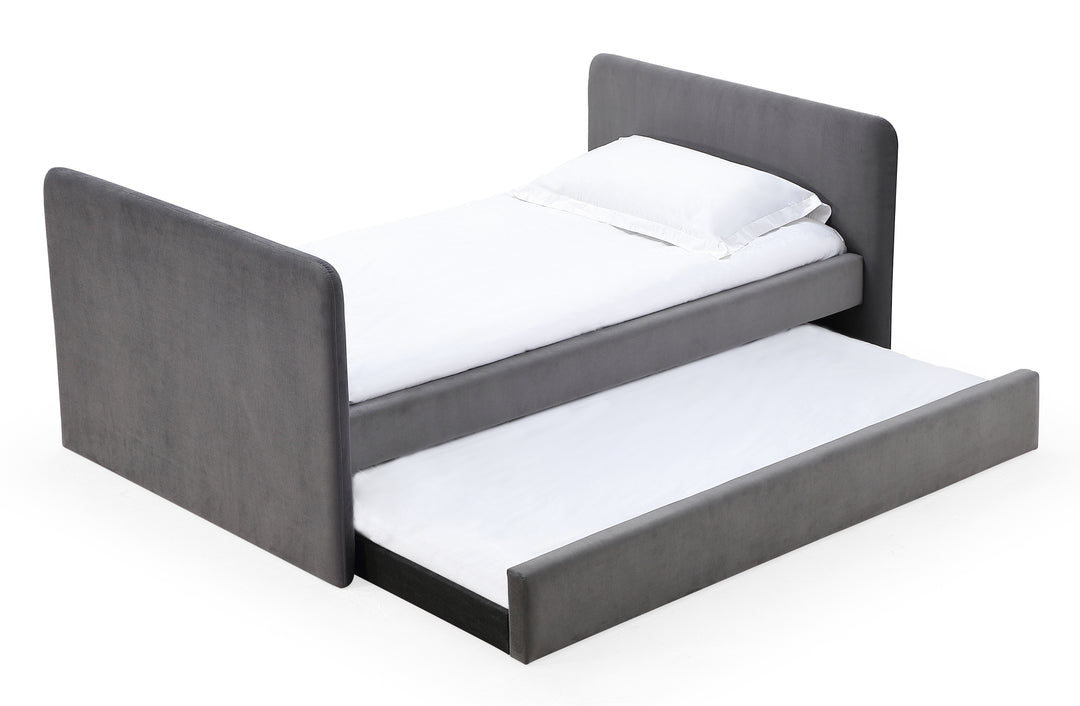 Modus Furniture Prrzj3 Elora Upholstered Daybed With Trundle In Charcoal Velvet